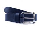Ceinture cuir bleu marine, boucle rectangle acier poli 4032
