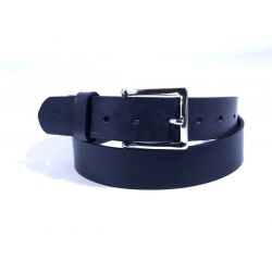 Ceinture cuir bleu marine, boucle rectangle acier poli 4032