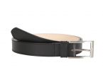Ceinture cuir noir doublé, boucle longue et élégante 5056
