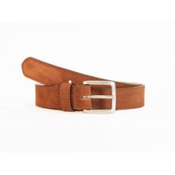Ceinture cuir velours gold doublé, boucle finition acier vieilli rectangulaire - 2054