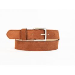 Ceinture cuir velours gold doublé, boucle finition acier vieilli rectangulaire - 2054