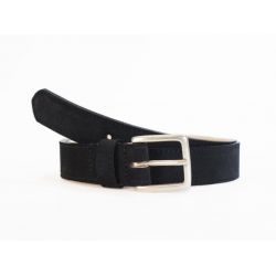 Ceinture cuir velours bleu nuit doublé, boucle finition acier vieilli rectangulaire - 2054
