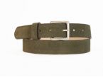 Ceinture cuir velours vert doublé, boucle finition acier vieilli rectangulaire - 2054