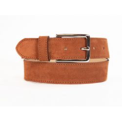 Ceinture cuir velours gold, boucle élégante acier poli - 2037
