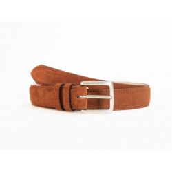 Ceinture cuir velours gold bombé, boucle finition acier vieilli rectangulaire - 3054