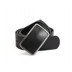 Ceinture en cuir noir boucle cuir lisse - 4090