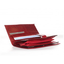  Compagnon Femme tout en un Cuir Croco Rouge 32463 