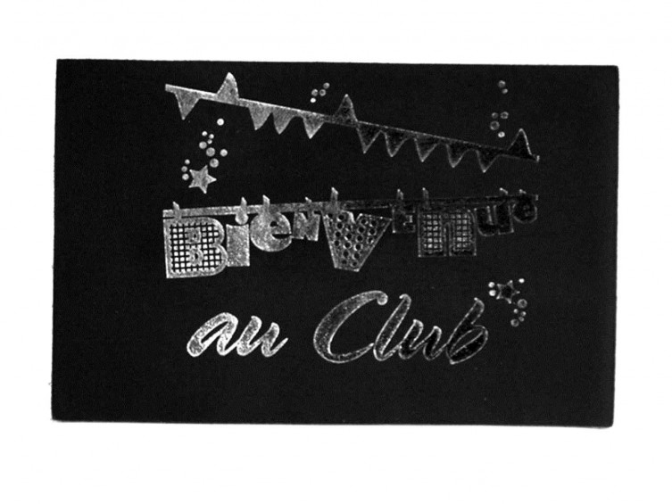 Carte Postale Cuir 'Bienvenue au Club' Noire 