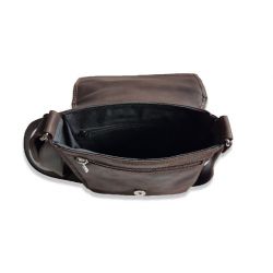 Sacoche bandoulière à rabat en cuir marron