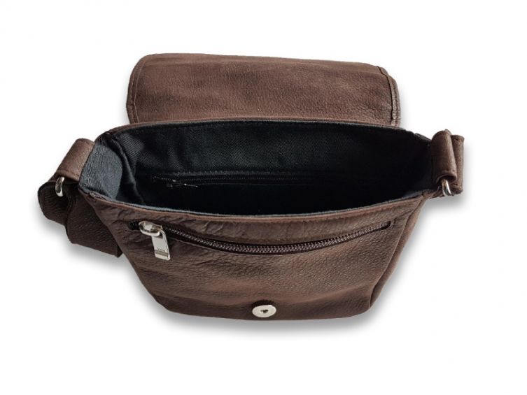 Sacoche bandoulière à rabat en cuir nubuck