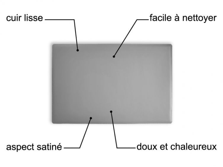 Sous-main en cuir gris fer - 60x40 cm - 