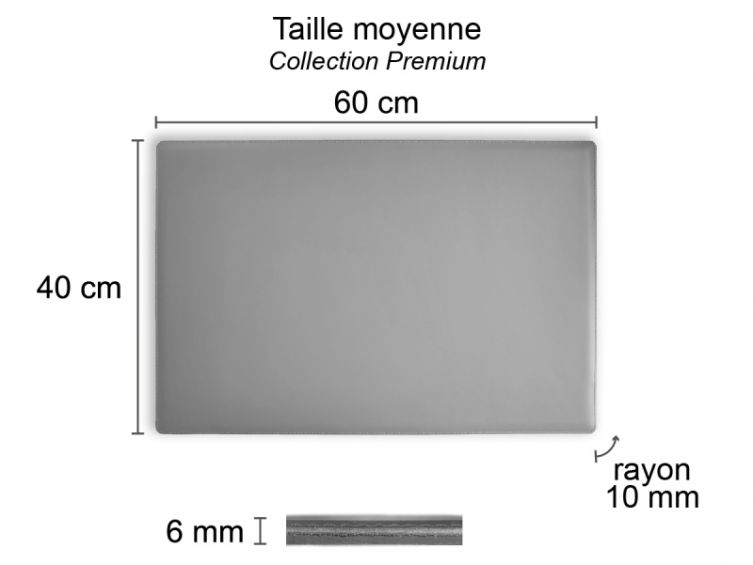Sous-main en cuir gris fer - 60x40 cm - 