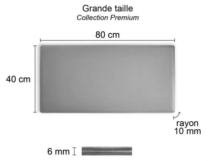 Grand sous-main en cuir gris fer - 80x40 cm - 