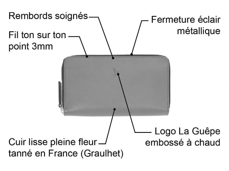 Compagnon hermétique de luxe en cuir marron - 20 cm - C H