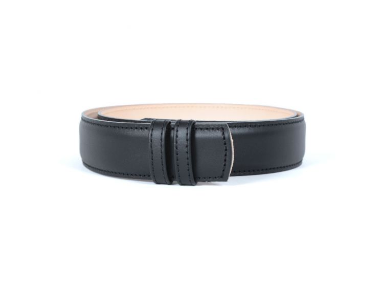 Ceinture en cuir lisse noir 35 mm pour boucle à pince