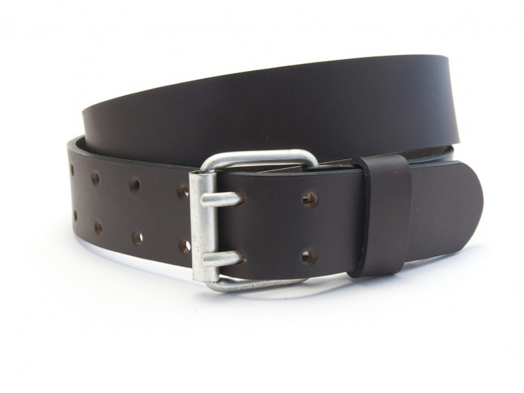  Ceinture homme en cuir noir double perforation 