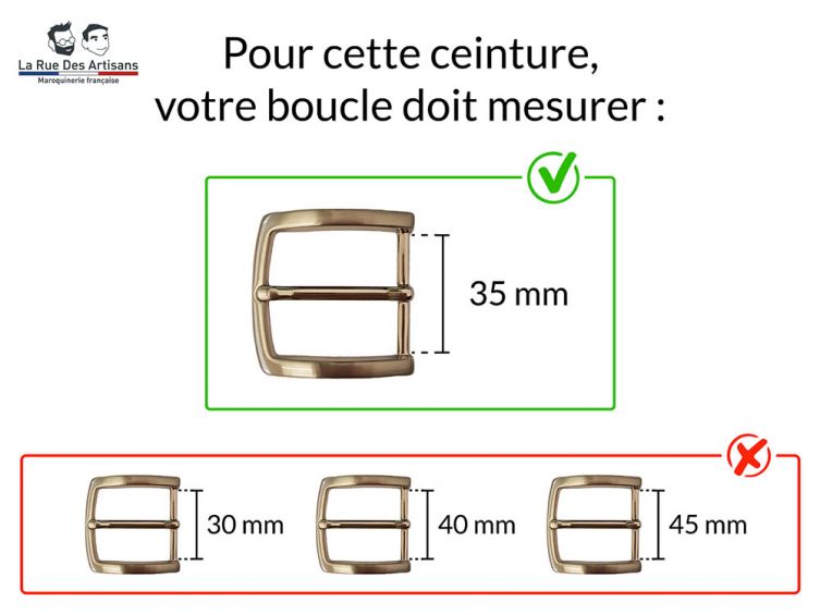 Ceinture sans boucle cuir rouge 33 mm 1002