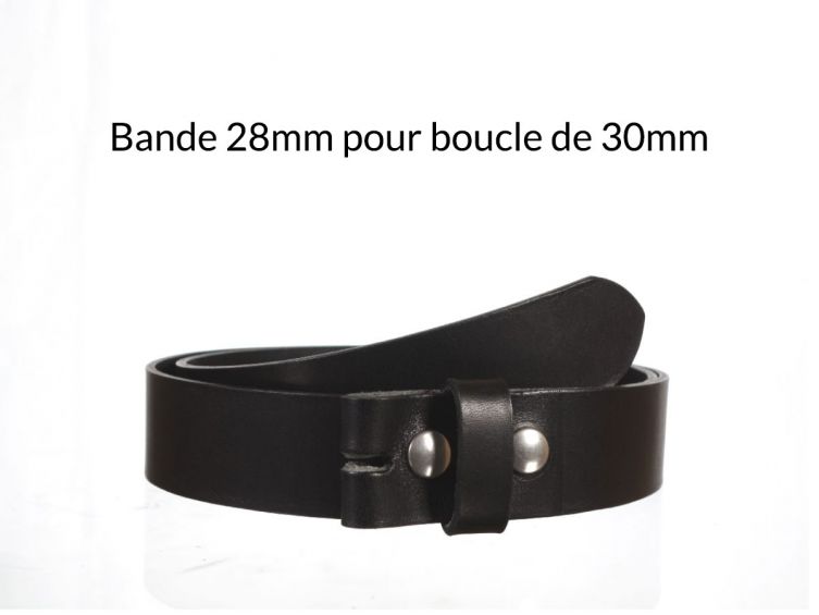 Ceinture en cuir sans boucle Noir 30 mm 4001