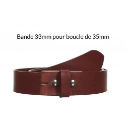 Ceinture en cuir sans boucle Marron cannelle 35 mm 4002