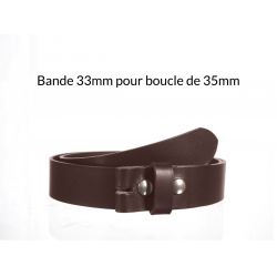 Ceinture en cuir sans boucle Marron foncé 35 mm 4002
