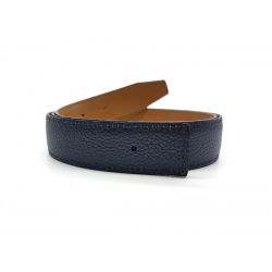 Ceinture cuir réversible, gold lisse et marine grainé - 5002