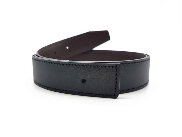 Ceinture cuir réversible, noir lisse et marron grainé - 5002