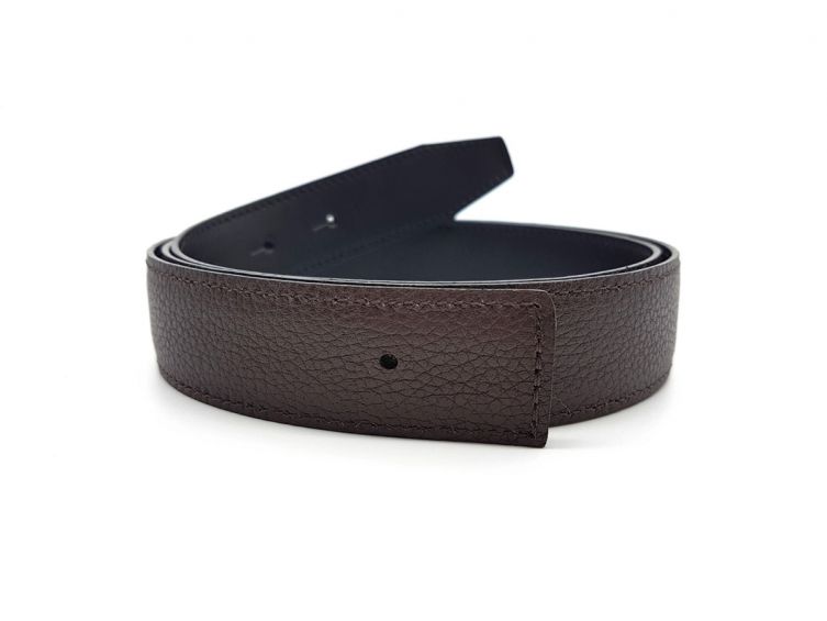 Ceinture cuir réversible, noir lisse et marron grainé - 5002