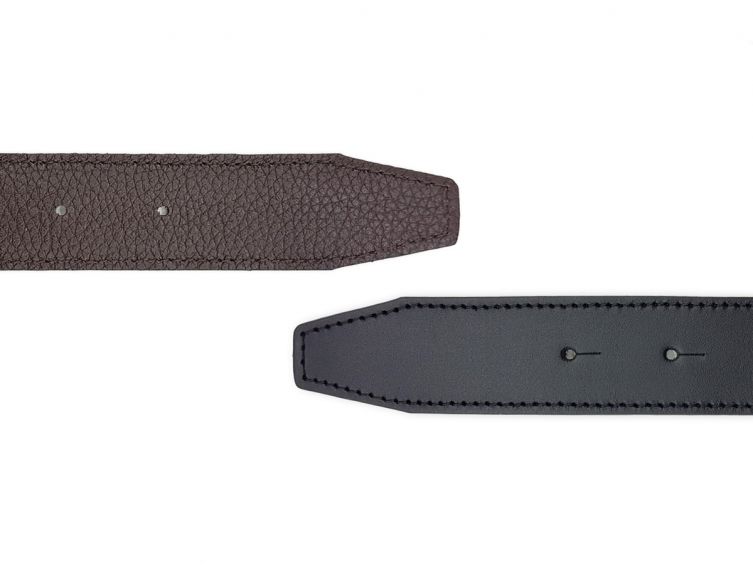 Ceinture cuir réversible, noir lisse et marron grainé - 5002
