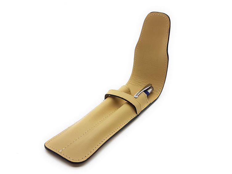 Etui 2 stylos en cuir cafe latte