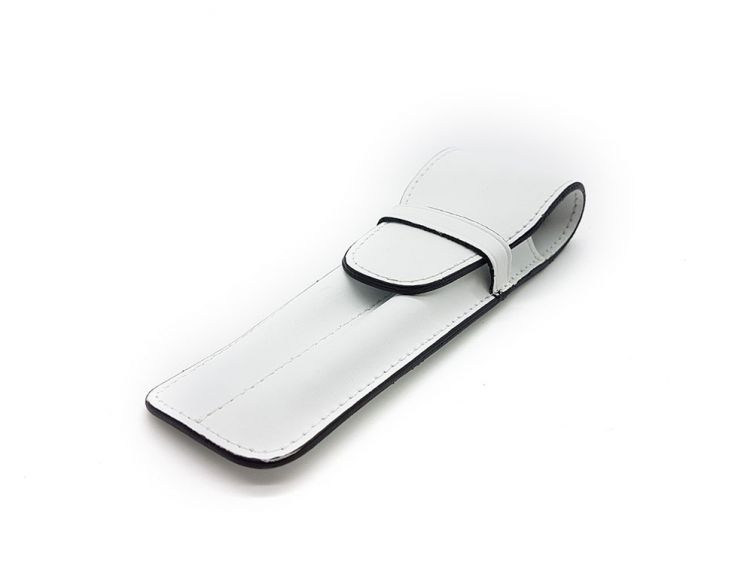 Etui 2 stylos en cuir blanc