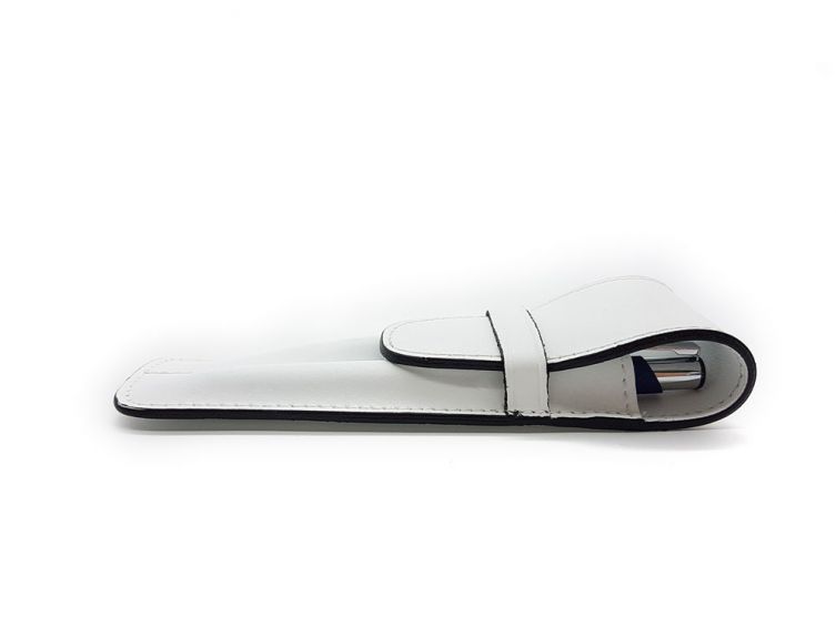 Etui 2 stylos en cuir blanc