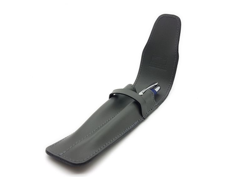 Etui 2 stylos en cuir gris fer