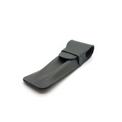 Etui 2 stylos en cuir gris fer