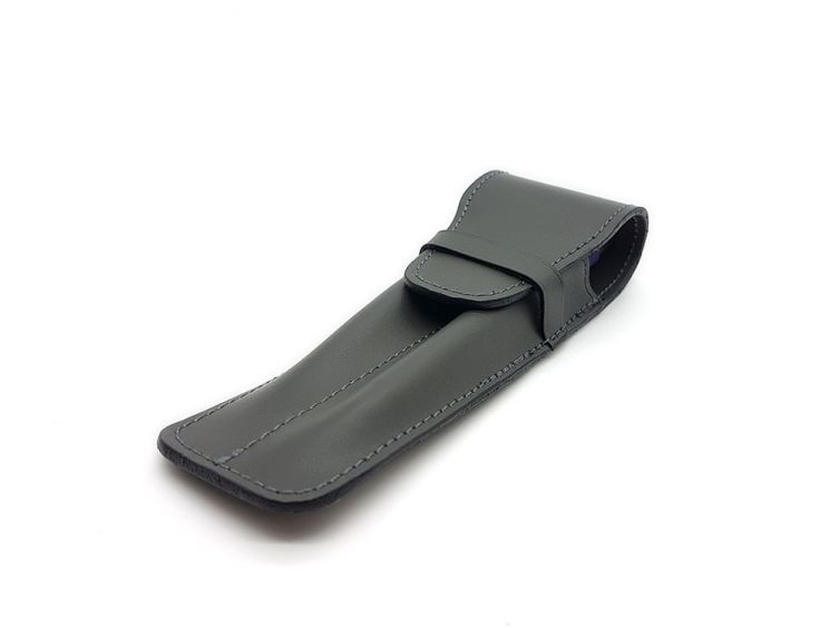Etui 2 stylos en cuir gris fer