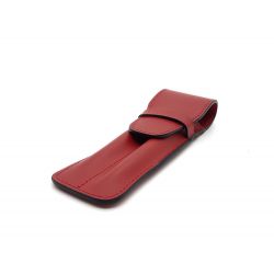 Etui 2 stylos en cuir rouge coquelicot