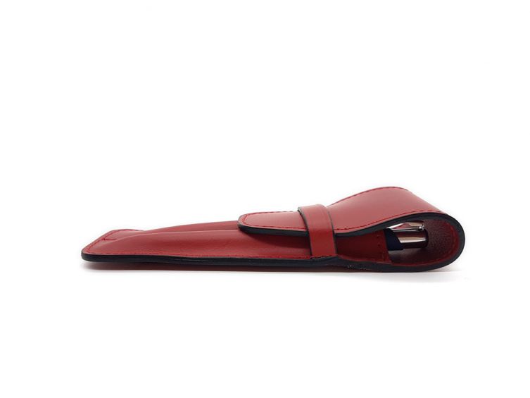 Etui 2 stylos en cuir rouge coquelicot