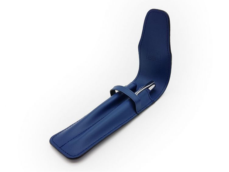 Etui 2 stylos en cuir bleu cobalt