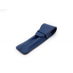 Etui 2 stylos en cuir bleu cobalt
