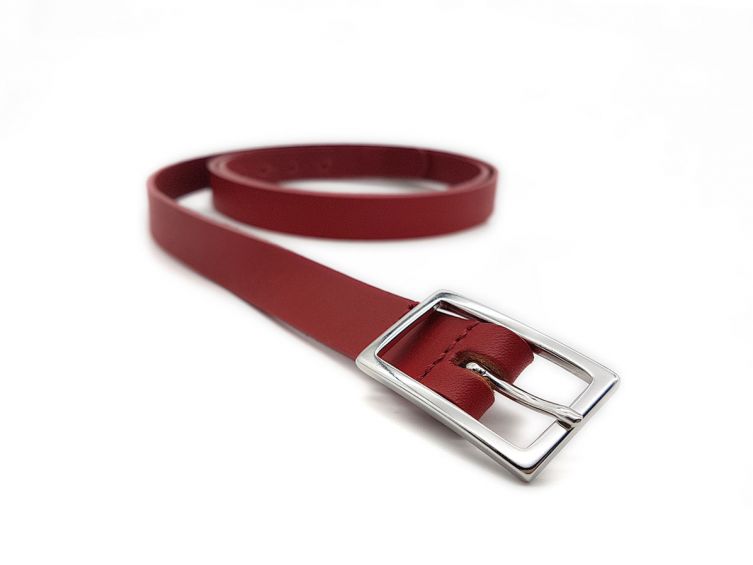 Fine ceinture femme en cuir rouge 4087 