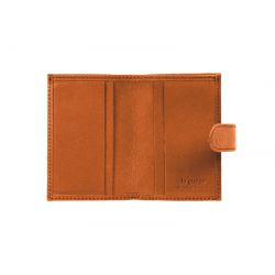 Porte-cartes compact de luxe tout cuir gold fermeture à patte - C1167P