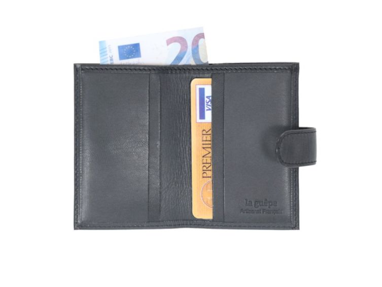 Porte-cartes compact de luxe tout cuir gold fermeture à patte - C1167P