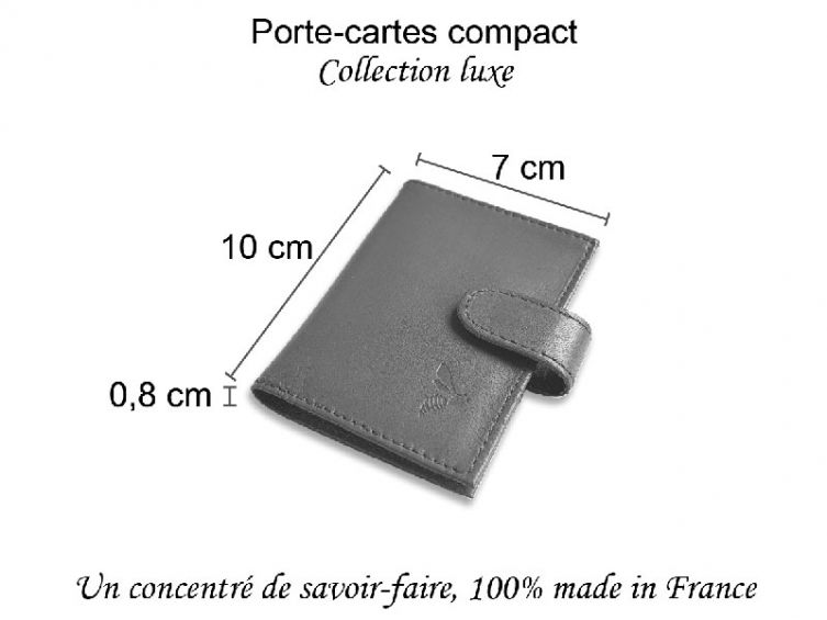 Porte-cartes compact de luxe tout cuir gold fermeture à patte - C1167P