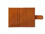 Porte-cartes compact de luxe tout cuir moutarde fermeture à patte - C1167P