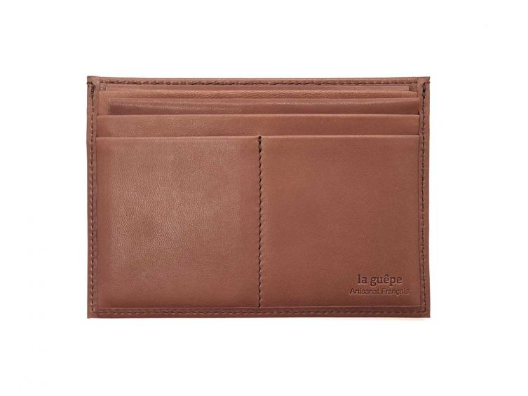 Porte papier auto compact de luxe tout cuir marron - PM-003-01