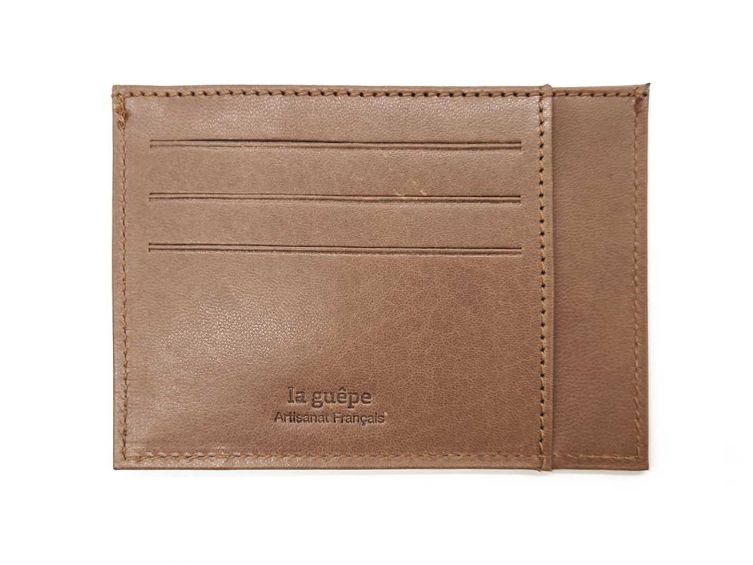 Porte-cartes "ouvert" de luxe tout cuir marron 6 Cartes - PM-013-01 