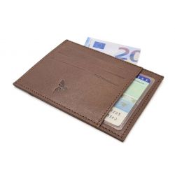 Porte-cartes "ouvert" de luxe tout cuir marron 6 Cartes - PM-013-01 