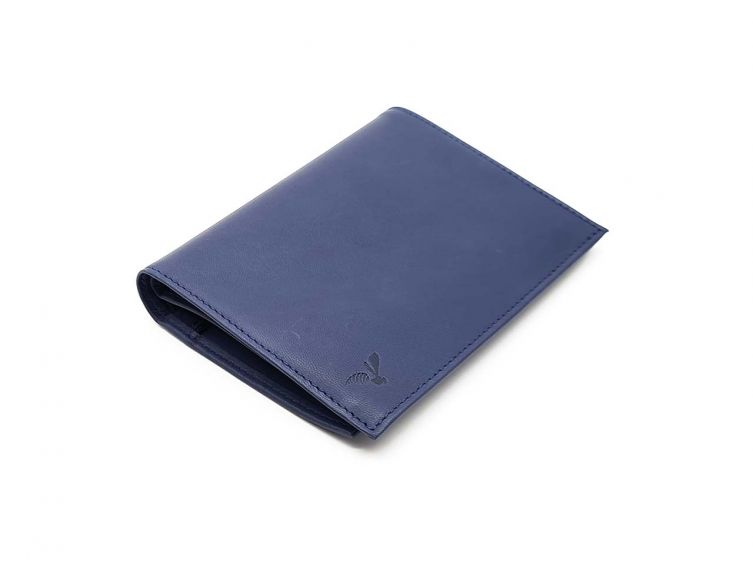 Portefeuille luxe en cuir bleu - 15 cm - PM-019-01