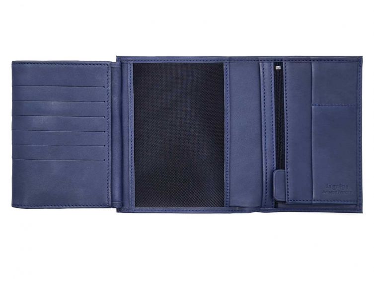 Portefeuille luxe en cuir bleu - 15 cm - PM-019-01