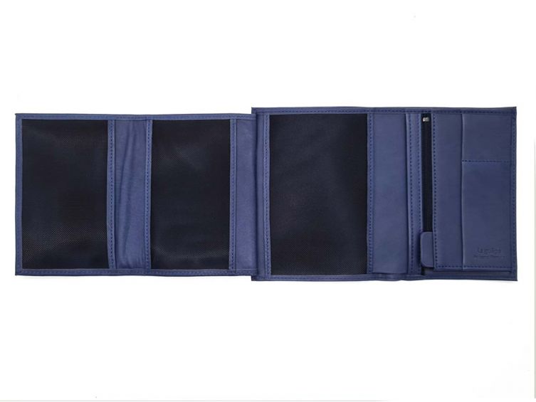 Portefeuille luxe en cuir bleu - 15 cm - PM-019-01