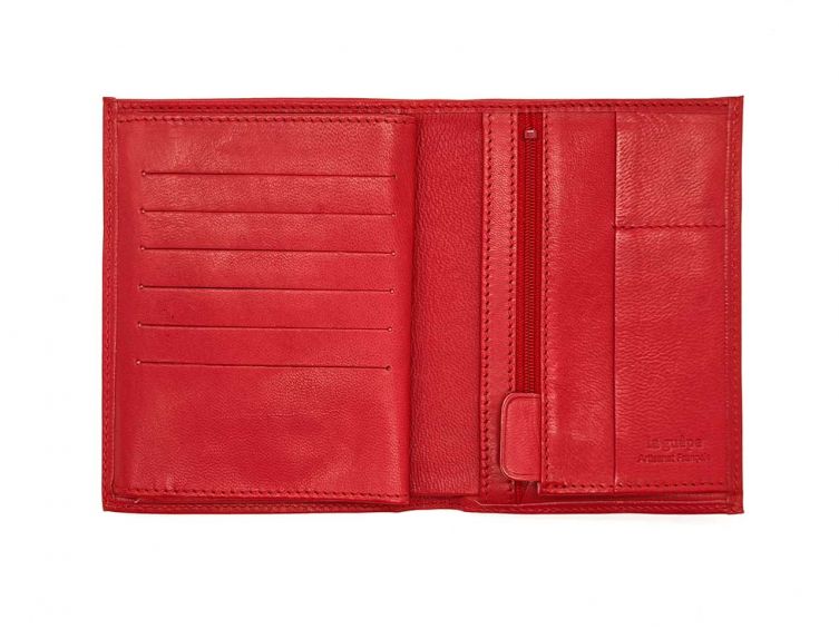 Portefeuille luxe en cuir rouge - 15 cm - PM-019-01
